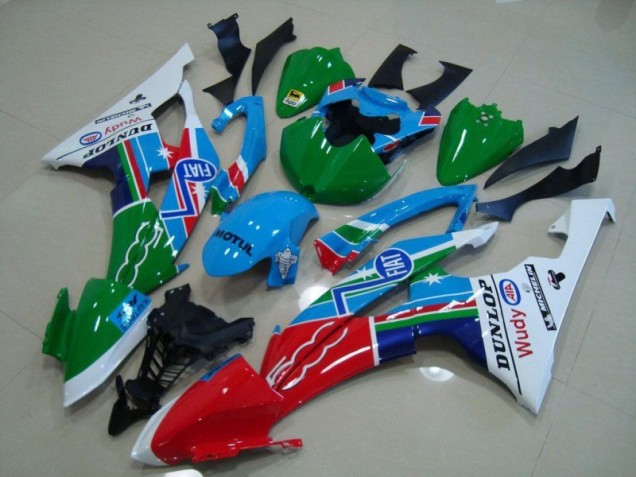 08-16 Blau Weiß Fiat Grün Rot Wudy Motul Dunlop Yamaha YZF R6 Motorrad Verkleidung 08-16 Blau Weiß Fiat Grün Rot Wudy Motul Dunlop Yamaha YZF R6 Motorrad Verkleidung