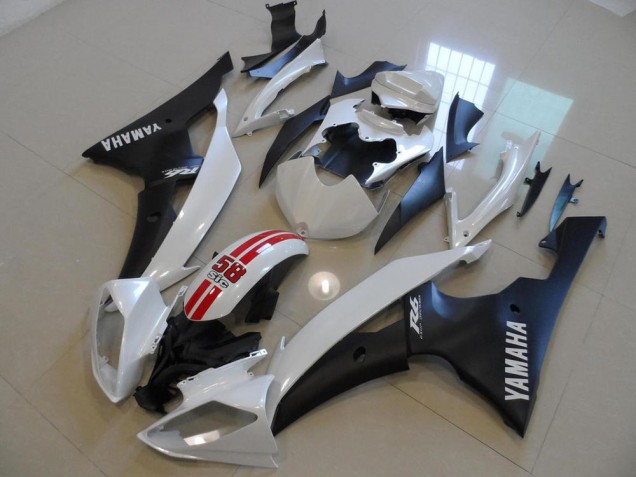 08-16 Perl Weiß und Schwarz 58 Sic Yamaha YZF R6 Motorrad Verkleidung