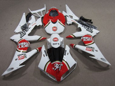 08-16 Rot Weiß Lucky Strike Yamaha YZF R6 Motorrad Verkleidung