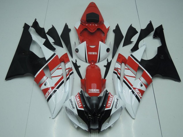 08-16 Rot Weiß Schwarz Yamaha YZF R6 Motorrad Vollverkleidung