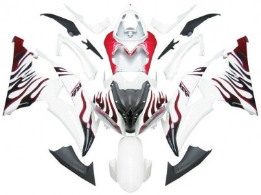 08-16 Weiß Rot Flamme R6 Yamaha YZF R6 Motorrad Verkleidung