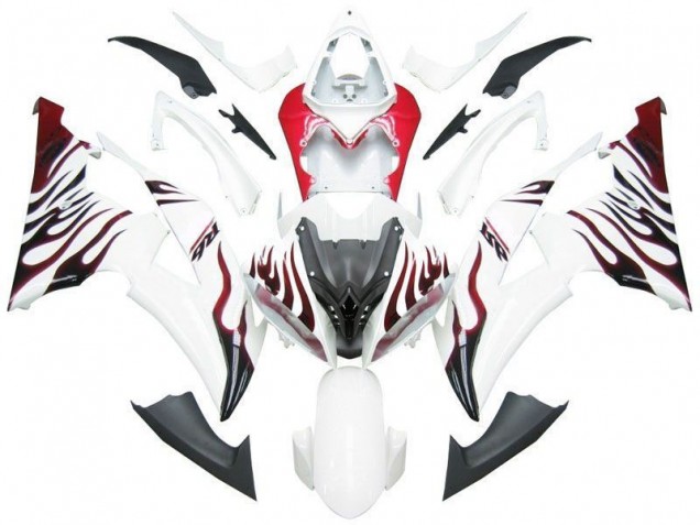 08-16 Weiß Rot Flamme R6 Yamaha YZF R6 Motorrad Verkleidung 08-16 Weiß Rot Flamme R6 Yamaha YZF R6 Motorrad Verkleidung
