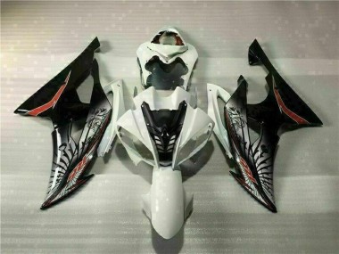 08-16 Weiß Schwarz Yamaha YZF R6 Motorrad Vollverkleidung & Plastik