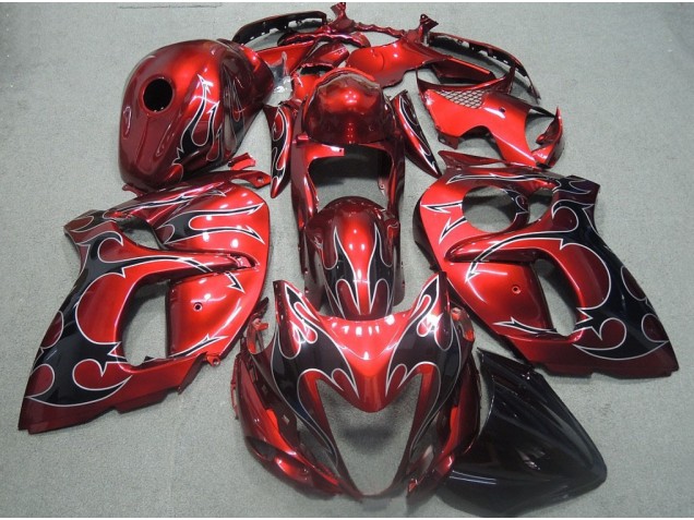 08-19 Rote Schwarz Flamme Suzuki GSXR 1300 Hayabusa Motorrad Verkleidung 08-19 Rote Schwarz Flamme Suzuki GSXR 1300 Hayabusa Motorrad Verkleidung