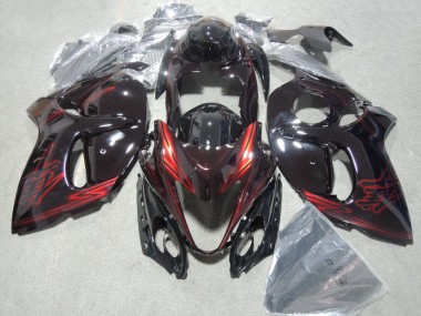 08-19 Schwarz Rot Suzuki GSXR 1300 Hayabusa Motorrad Verkleidungen & Plastik