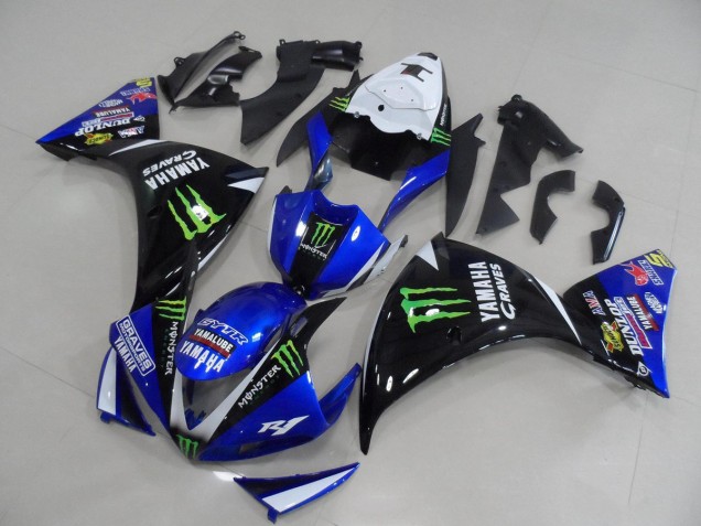 09-11 BlauSchwarz Monster Yamaha YZF R1 Motorrad Verkleidung 09-11 BlauSchwarz Monster Yamaha YZF R1 Motorrad Verkleidung