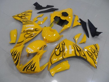 09-11 Gelb Schwarz Flamme Yamaha YZF R1 Motorrad Verkleidung