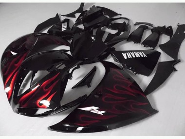 09-11 Rote Schwarz Flamme Yamaha YZF R1 Motorrad Verkleidung