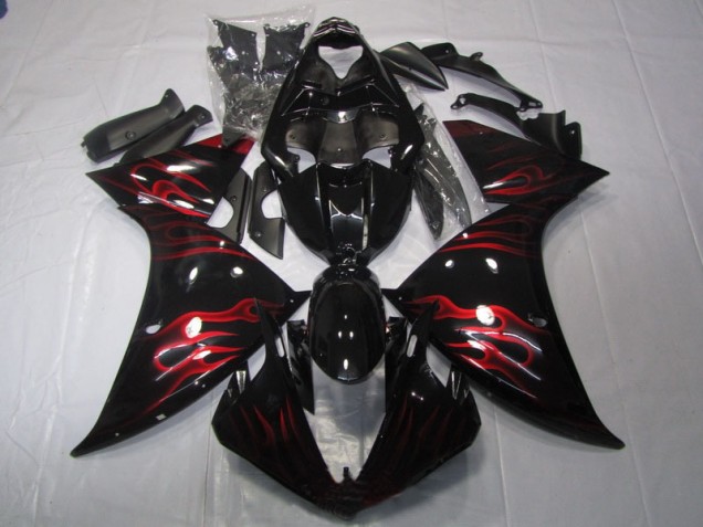 09-11 Schwarz rote Flamme Yamaha YZF R1 Motorrad Verkleidung 09-11 Schwarz rote Flamme Yamaha YZF R1 Motorrad Verkleidung