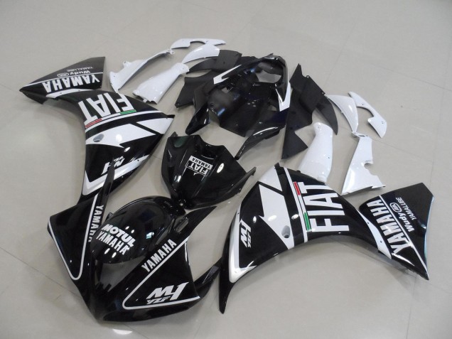 09-11 Schwarz weißer Fiat Yamaha YZF R1 Motorrad Verkleidungen