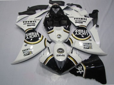 09-11 Schwarz weißes Lucky Strike Yamaha YZF R1 Motorrad Verkleidung