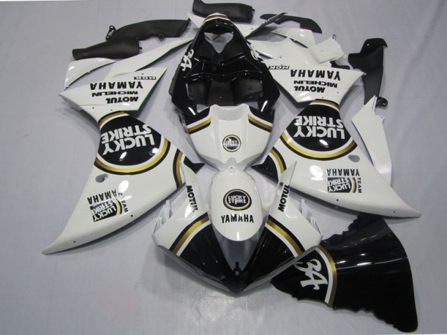 09-11 Schwarz weißes Lucky Strike Yamaha YZF R1 Motorrad Verkleidung 09-11 Schwarz weißes Lucky Strike Yamaha YZF R1 Motorrad Verkleidung