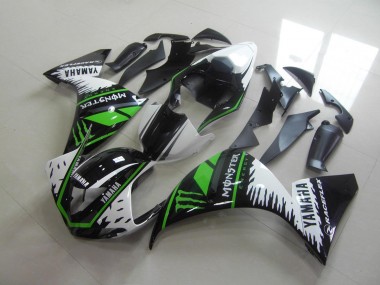 09-11 Weiß Grün Monster Yamaha YZF R1 Motorrad Verkleidung