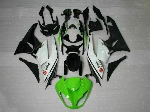 09-12 Grün Schwarz Weiß 25 Kawasaki ZX6R Motorrad Verkleidung