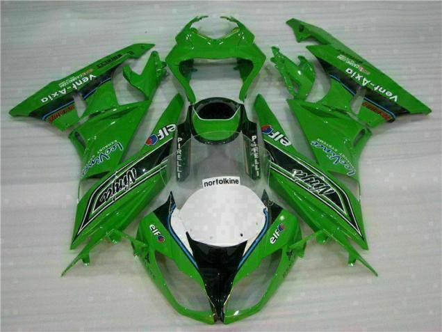 09-12 Grün Schwarzer LeoVince Kawasaki ZX6R Motorrad Verkleidung 09-12 Grün Schwarzer LeoVince Kawasaki ZX6R Motorrad Verkleidung