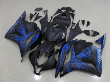 09-12 Matt Schwarzer blauer Totenkopf Honda CBR600RR Motorrad Verkleidung
