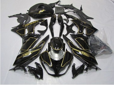 09-12 Schwarz Gold Kawasaki ZX6R Motorrad Verkleidung