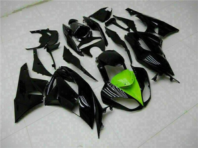 09-12 Schwarz Grün Kawasaki ZX6R Motorrad Verkleidungen