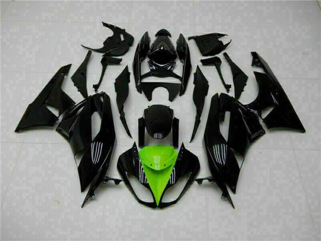 09-12 Schwarz Grün Kawasaki ZX6R Motorrad Verkleidungen