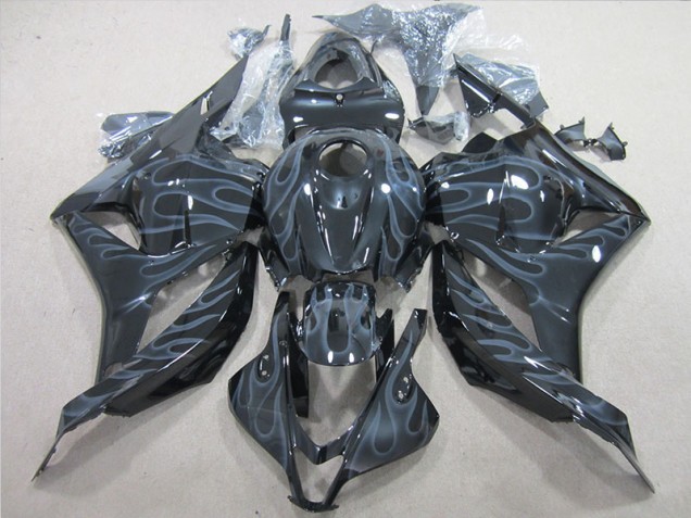 09-12 Schwarz Silber Flamme Honda CBR600RR Motorrad Verkleidungen 09-12 Schwarz Silber Flamme Honda CBR600RR Motorrad Verkleidungen