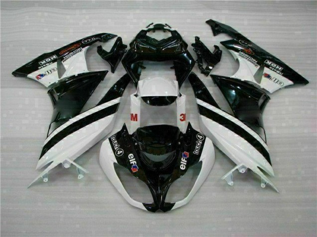 09-12 Schwarz Weiß 3M Touch4 Kawasaki ZX6R Motorrad Verkleidung 09-12 Schwarz Weiß 3M Touch4 Kawasaki ZX6R Motorrad Verkleidung
