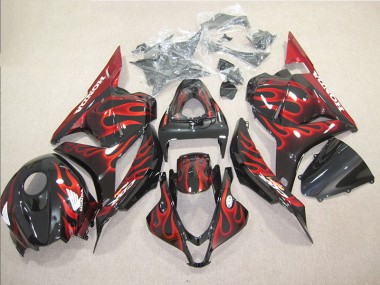 09-12 Schwarz rote Flamme Honda CBR600RR Motorrad Vollverkleidung