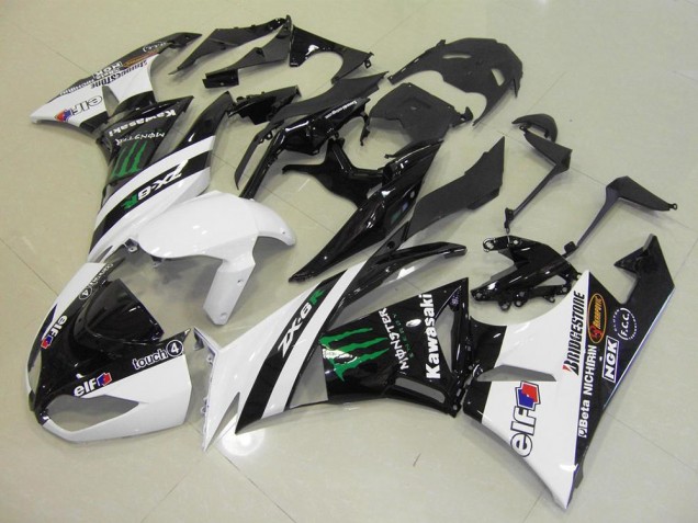 09-12 Weiß Monster Kawasaki ZX6R Motorrad Verkleidung 09-12 Weiß Monster Kawasaki ZX6R Motorrad Verkleidung
