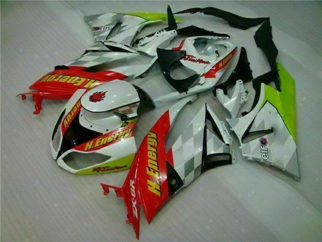 09-12 Weiß Rot H. Energy Kawasaki ZX6R Motorrad Verkleidung