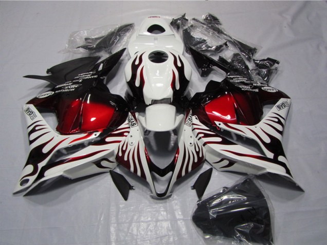 09-12 Weiß Schwarz Rot Flamme Honda CBR600RR Motorrad Verkleidung 09-12 Weiß Schwarz Rot Flamme Honda CBR600RR Motorrad Verkleidung