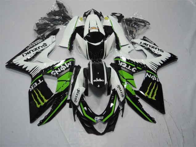 09-16 Schwarz weiß grünes Monster Pizzoli Suzuki GSXR 1000 Motorrad Verkleidung