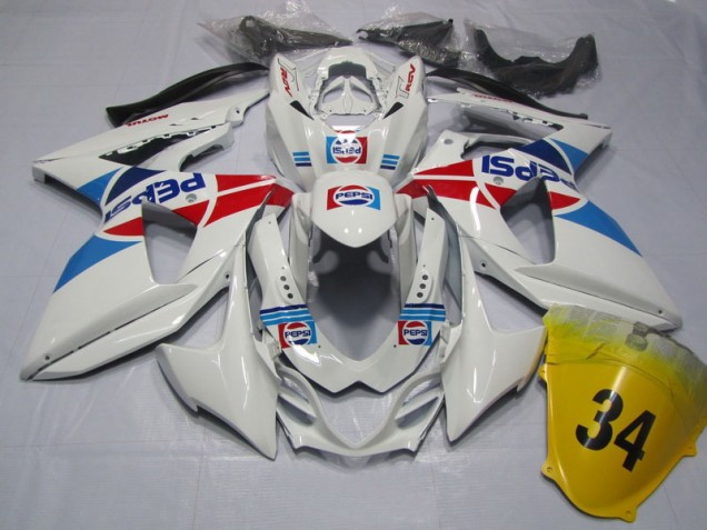 09-16 Weiß Pepsi 34 Suzuki GSXR 1000 Motorrad Verkleidung