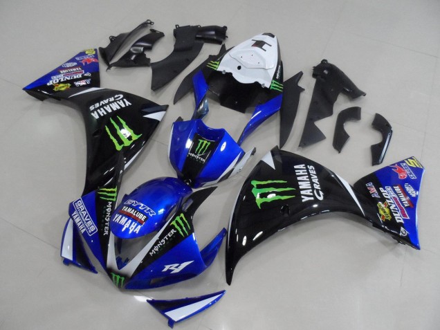 12-14 BlauSchwarz Monster Yamaha YZF R1 Motorrad Verkleidungen