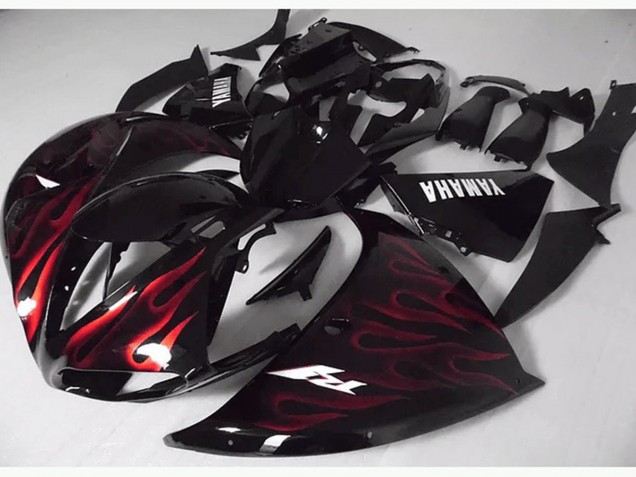 12-14 Rote Schwarz Flamme Yamaha YZF R1 Motorrad Verkleidung 12-14 Rote Schwarz Flamme Yamaha YZF R1 Motorrad Verkleidung