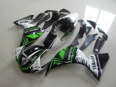 12-14 Weiß Grün Monster Yamaha YZF R1 Motorrad Verkleidung