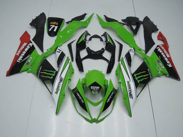 13-18 Schwarz Grün Weiß Monster Kawasaki ZX6R Motorrad Verkleidung 13-18 Schwarz Grün Weiß Monster Kawasaki ZX6R Motorrad Verkleidung
