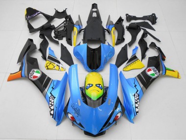 15-19 Blau Gelb Hai Yamaha YZF R1 Motorrad Verkleidung