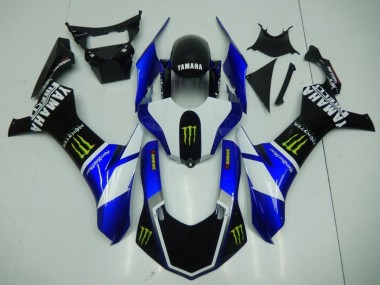15-19 Schwarz Blaus Monster Yamaha YZF R1 Motorrad Verkleidung