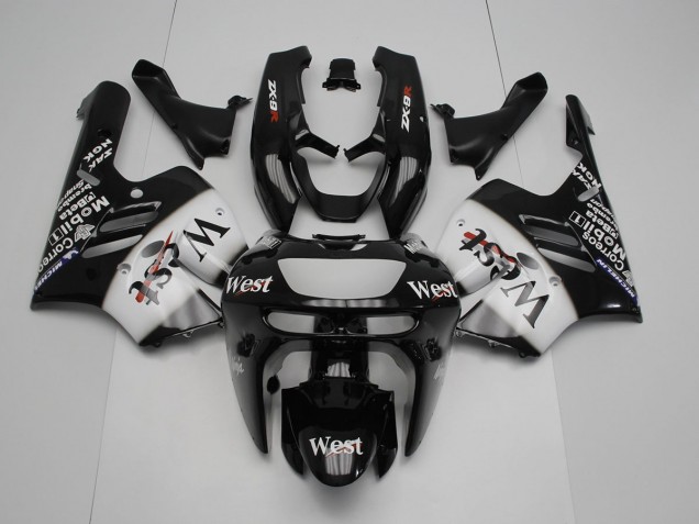 94-97 Schwarz weißes Westmuster Kawasaki ZX9R Motorrad Verkleidung 94-97 Schwarz weißes Westmuster Kawasaki ZX9R Motorrad Verkleidung