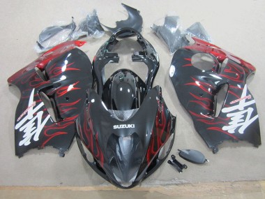 96-07 Schwarz rote Flamme Suzuki GSXR 1300 Hayabusa Motorrad Vollverkleidung