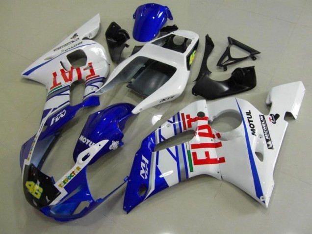98-02 Blau Weiß Fiat Yamaha YZF R6 Motorrad Verkleidung 98-02 Blau Weiß Fiat Yamaha YZF R6 Motorrad Verkleidung