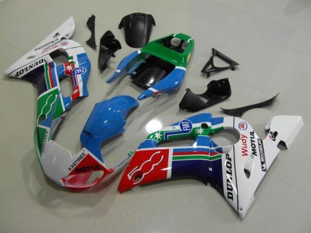 98-02 Blau Weiß Grün Rot Wudy Motul Dunlop Yamaha YZF R6 Motorrad Verkleidung 98-02 Blau Weiß Grün Rot Wudy Motul Dunlop Yamaha YZF R6 Motorrad Verkleidung