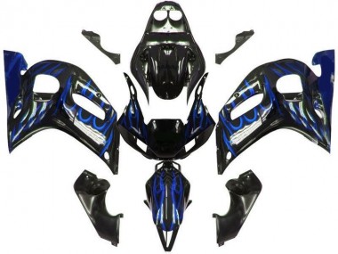98-02 Schwarze Blau Flamme Yamaha YZF R6 Motorrad Verkleidung